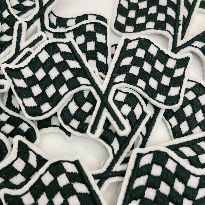 2" SMALL Checkered Racing Flags -  Embroidered hat Patch