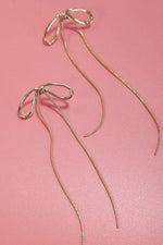 Long Drop Snake Chain Bow Earrings