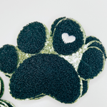 Paw Print with Embroidery heart detail - Chenille Patch