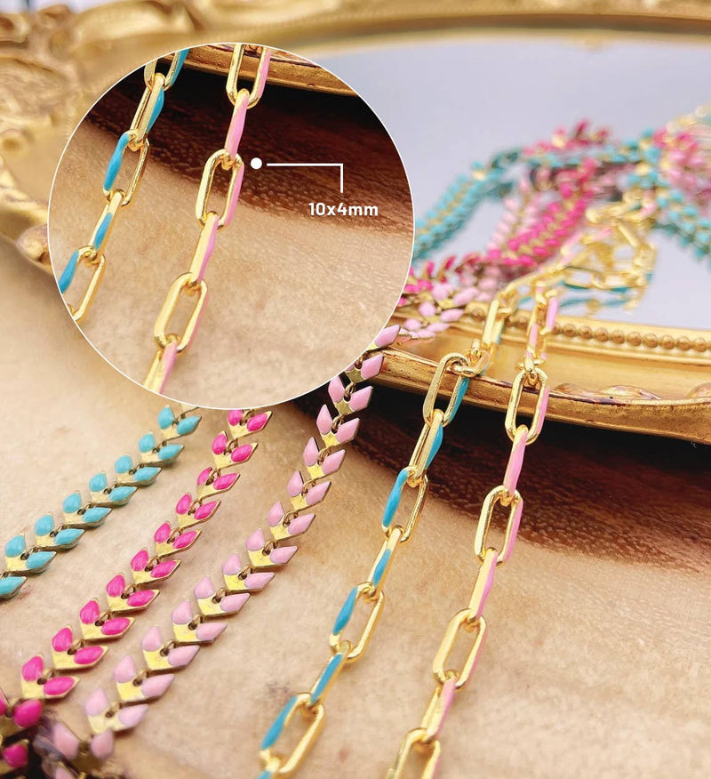 Enamel Paperclip Chain & Chevron Chain by Foot, CH301