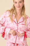 Pink Christmas Pajama Set with Red Trim – Holiday Loungewear