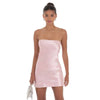 Satin Pearl Open Back Dress in Pink