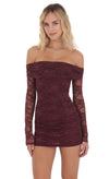 Burgundy Off Shoulder Lace Mini Dress