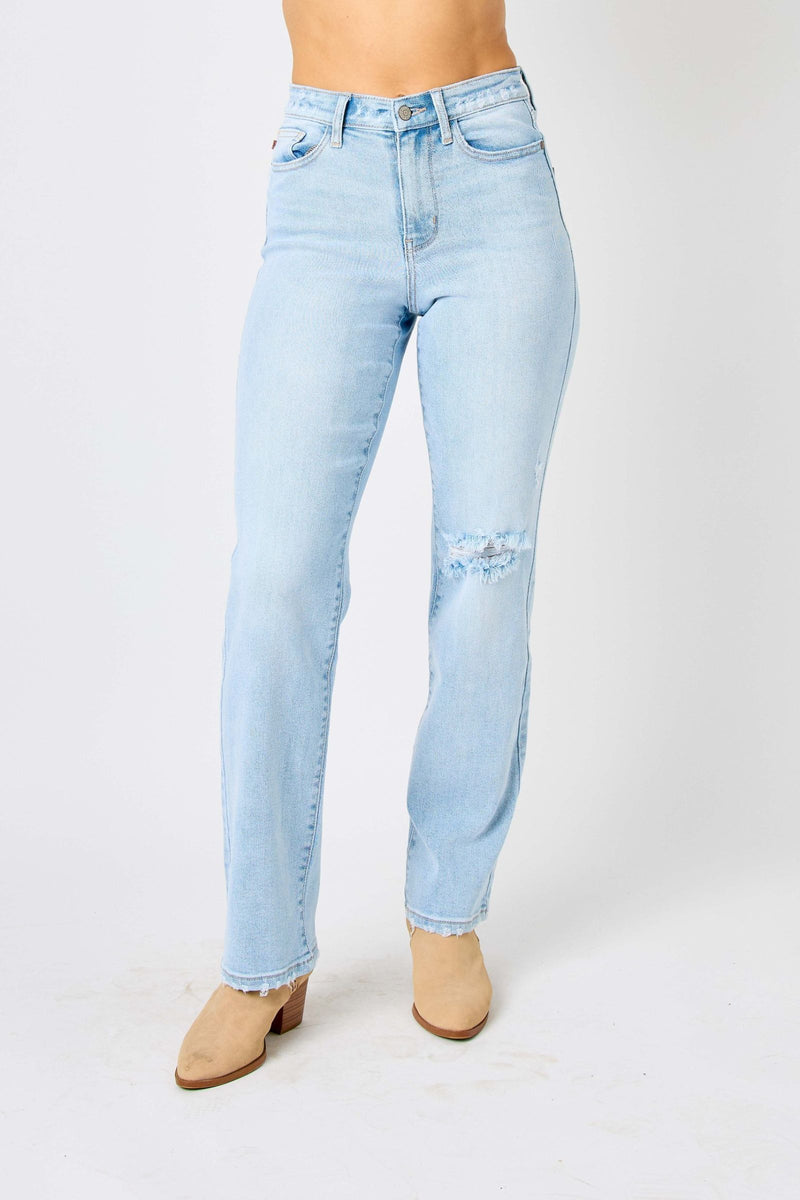 High Waist Back Ripped 90's Straight Leg Denim Jeans