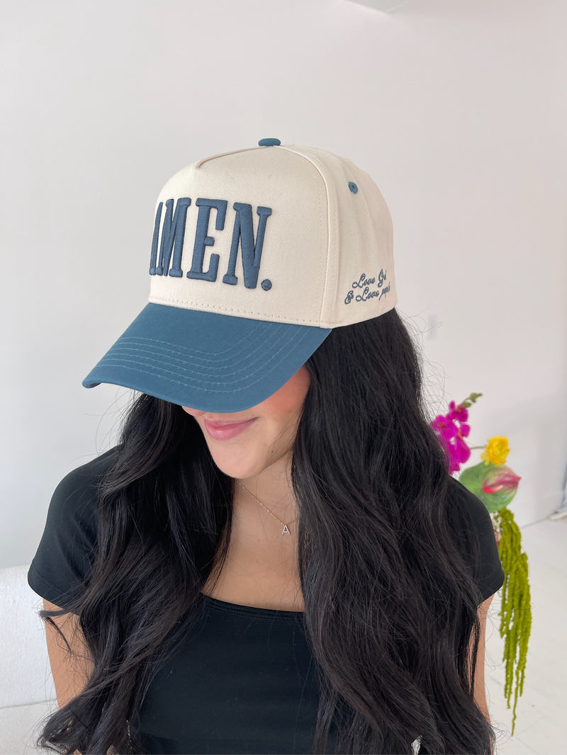 AMEN. - Slate Blue Vintage Trucker Hat