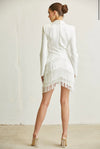 White Tiered Tassel Shortie Dress