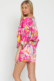 Fuchsia Orchid Kimono Sleeve Romper