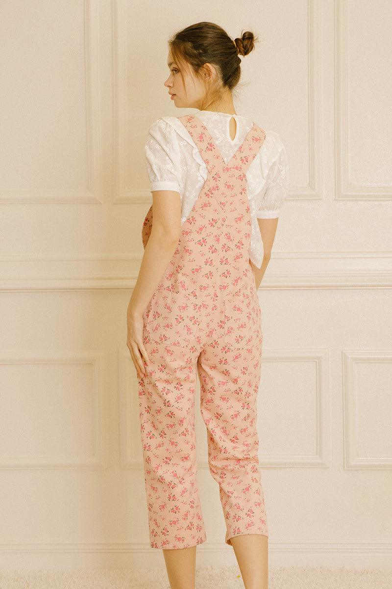 Pink Floral Overall Jumpsuit