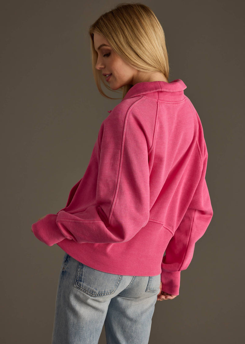 Bright Pink Quarter Zip Sweatshirt