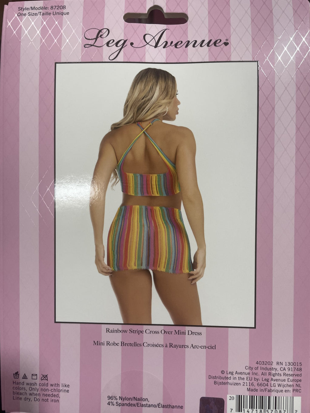 Rainbow Stripe Cross Over Mini Dress