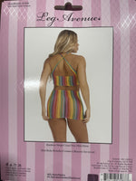 Rainbow Stripe Cross Over Mini Dress