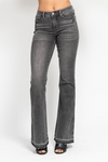 Mid Rise Tummy Control Washed Gray Flare Denim