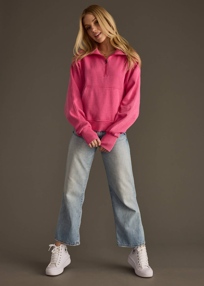 Bright Pink Quarter Zip Sweatshirt