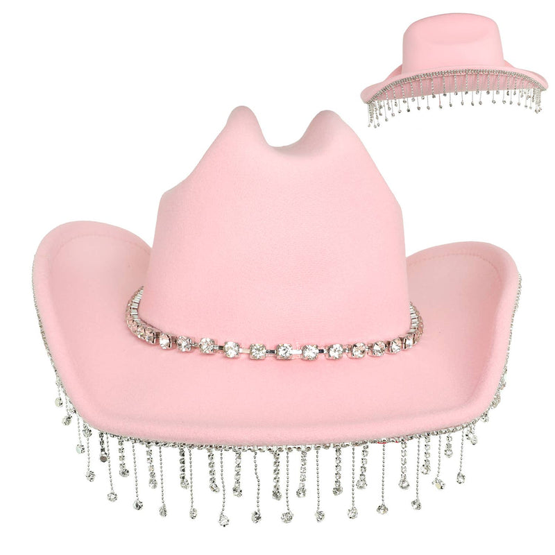 Western Rhinestone Embellished Felt Cowboy Hat
