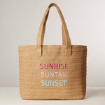 Sunrise Suntan Sunset Raffia Tote with Tassel Accent