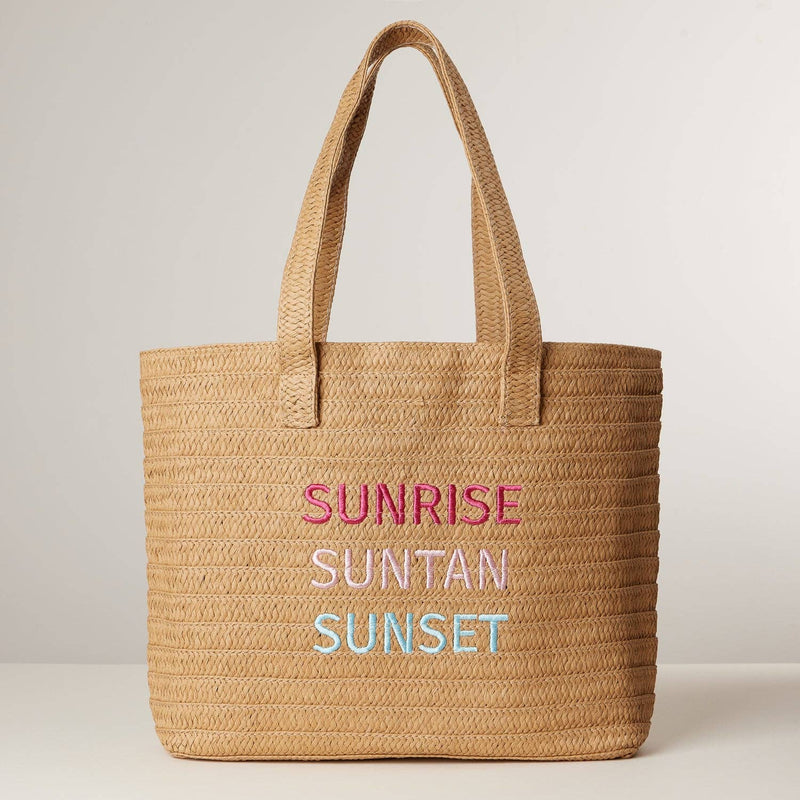 Sunrise Suntan Sunset Raffia Tote with Tassel Accent