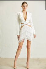 White Tiered Tassel Shortie Dress