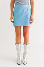 Blue Woven Mini Skirt
