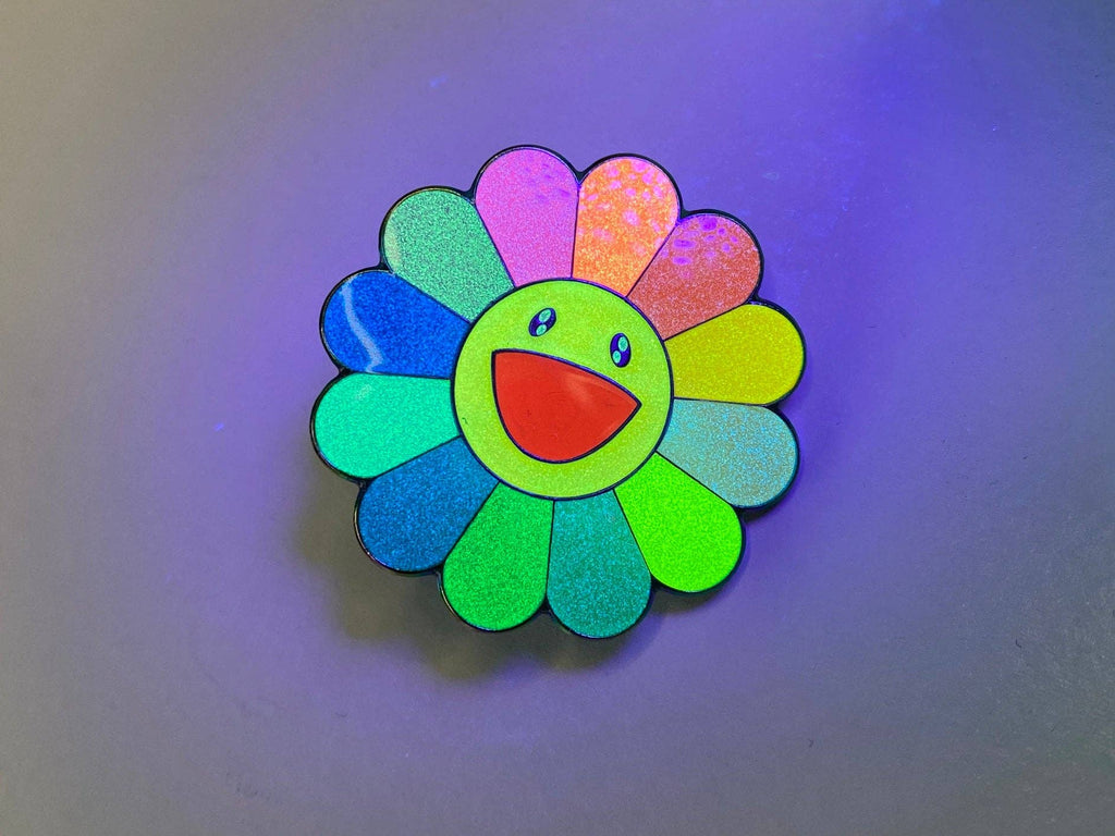 Rainbow Happy Flower Hard Enamel Pin *Glow In the Dark