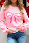 Pink Pullover Bow Sweater