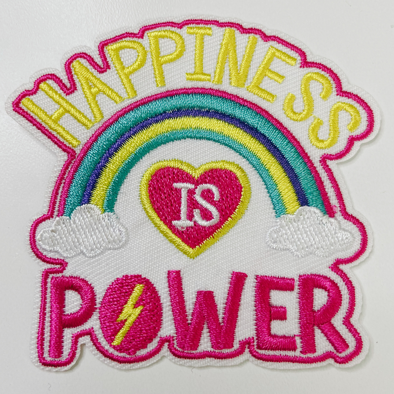 3" Happiness is POWER   -  Embroidered Hat Patch