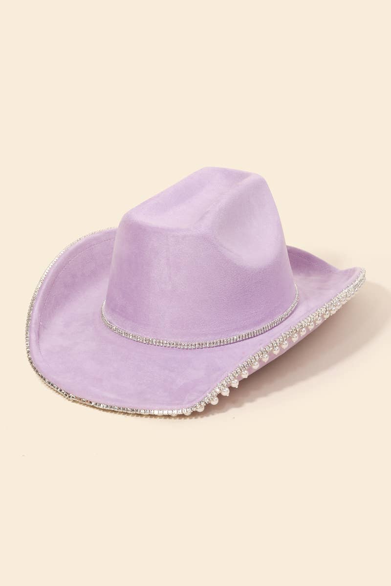 Rhinestone Pearl Trim Cowboy Hat