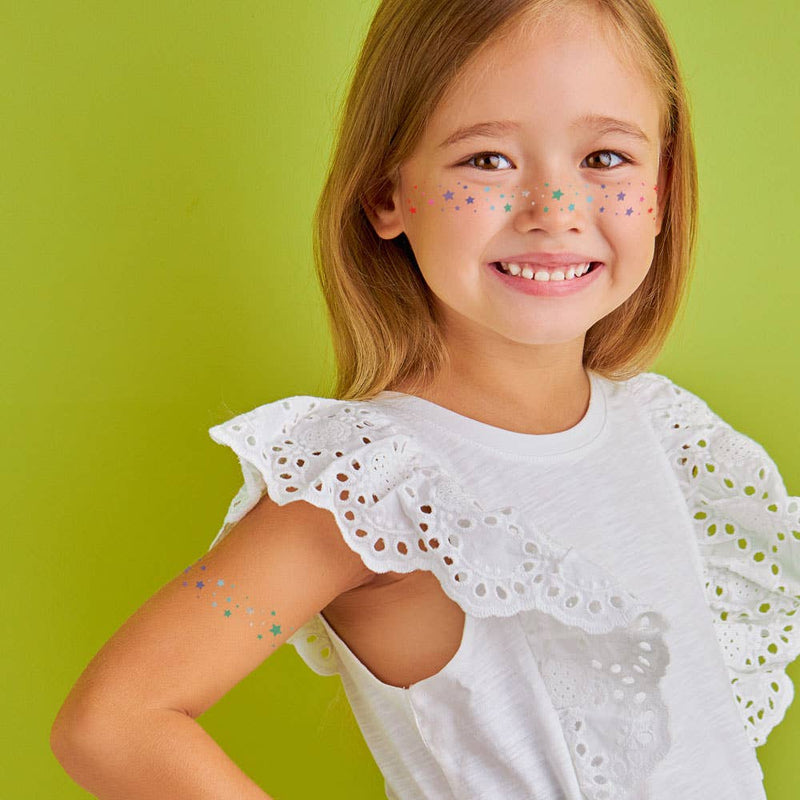 Rainbow Starry Freckles Temporary Tattoo