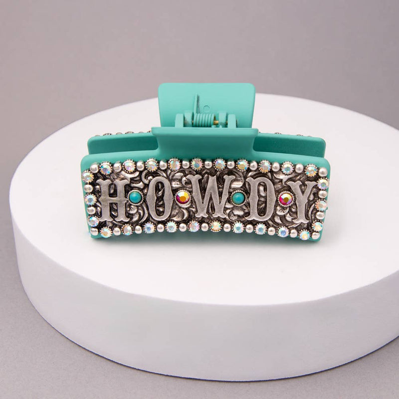 Western Howdy Filigree Metal Hair Claw Clip