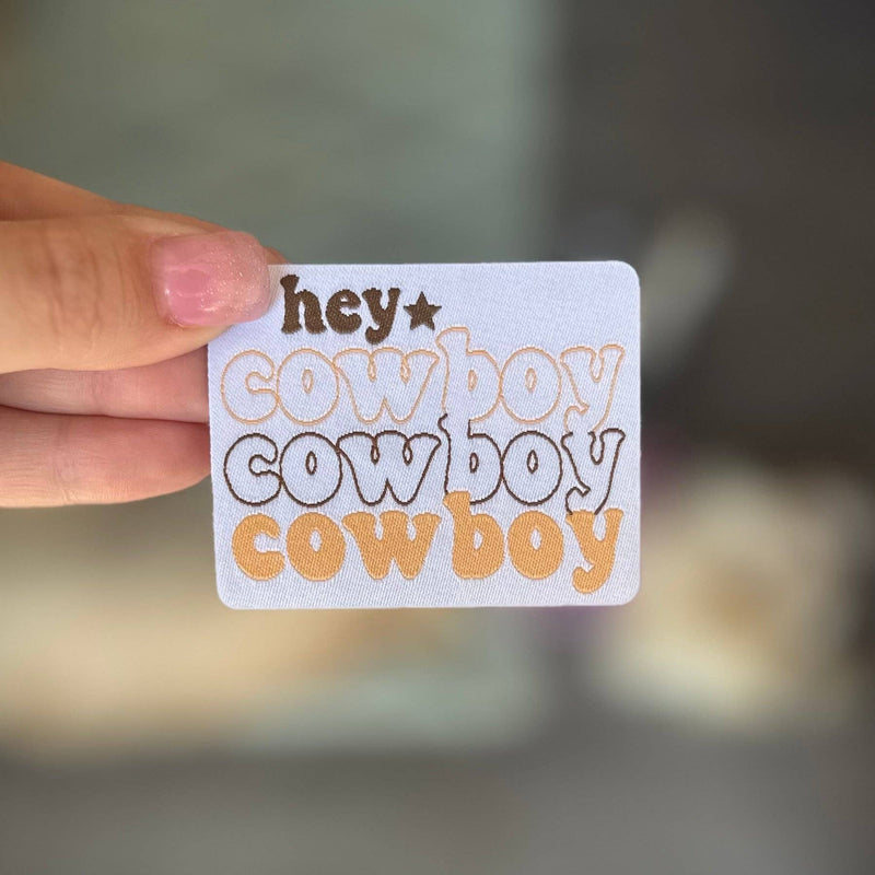 Hey Cowboy Iron on Trucker Hat Patch
