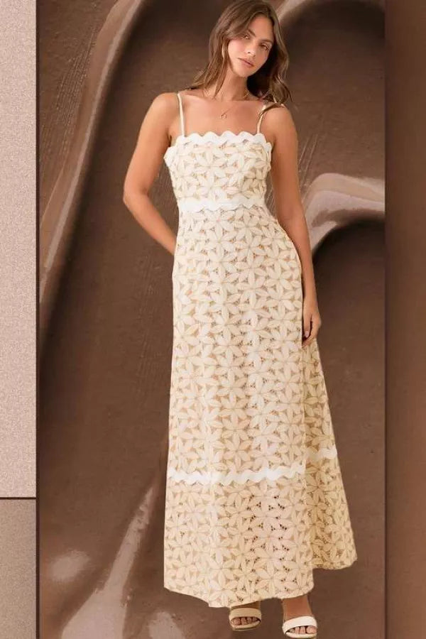 Floral Eyelet Maxi Dress