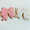 Chenille Bow  2.5" -  Pink or White HAT patch