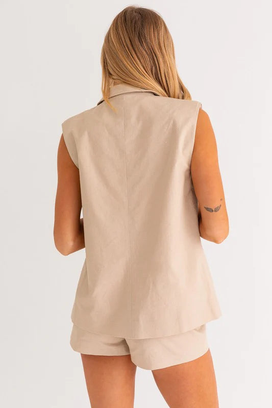 Taupe Sleeveless Blazer