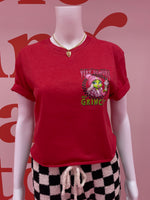 Very Demure Red Pocket Crop Tee