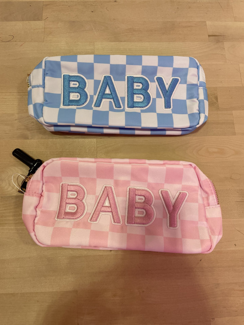 BABY Checkered Makeup Bag Collection Medium Pink or Blue