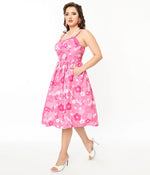 Unique Vintage Pink Barbie Print Swing Dress