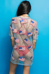 QOS Blue Sheer Flag Coverup-FINAL SALE