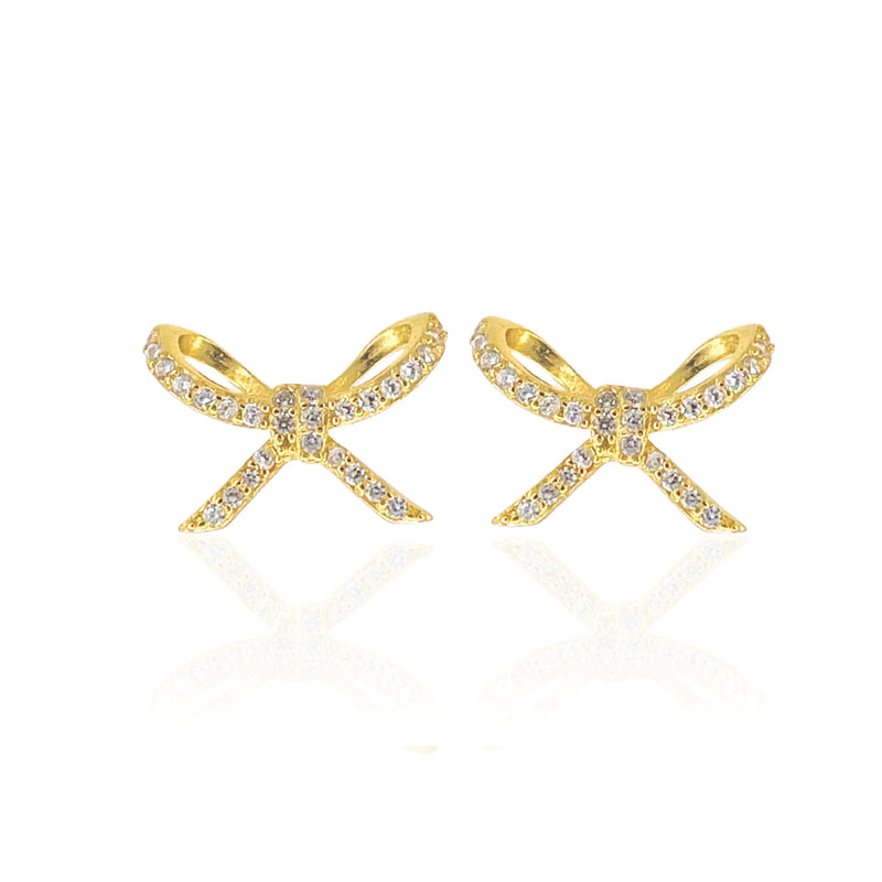 Bow Stud Gold Earrings