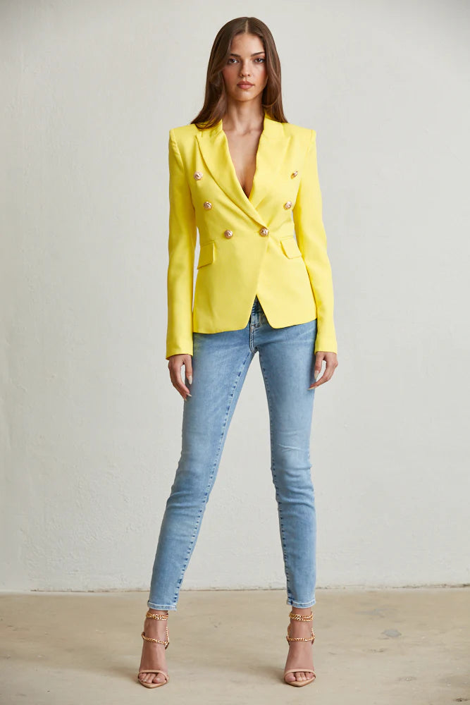 Double Breast Gold Button Front Blazer