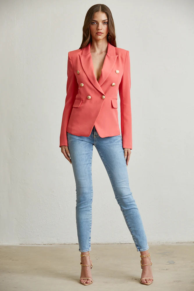 Double Breast Gold Button Front Blazer