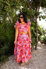 Baha Pink Crop Top and Skirt Set