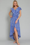 Blue Ruffle High Low Dress