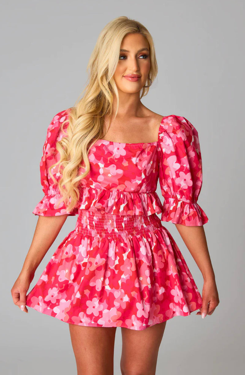 Pink Posies 2 Piece Skirt Set-SIZES MUST MATCH