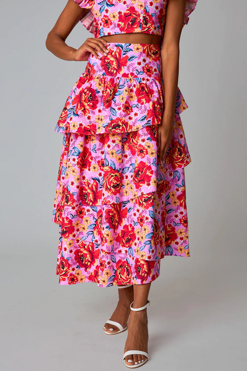 Baha Pink Crop Top and Skirt Set