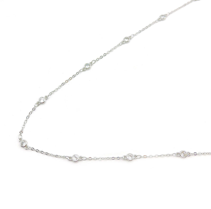 Diamond Round CZ Chain Silver - Permanent Jewelry