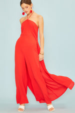 Halter Neck Jumpsuit w/ Draping Overlay