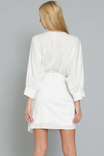 White Dolman Sleeve Wrap Mini Dress