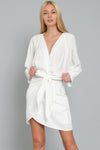 White Dolman Sleeve Wrap Mini Dress