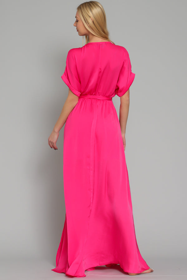 Kimono Sleeve Fuchsia Maxi Dress