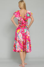 Fuchsia Multi High Low Wrap Dress