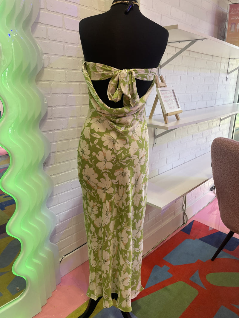 Lime Green Multi Color Tube Maxi Dress